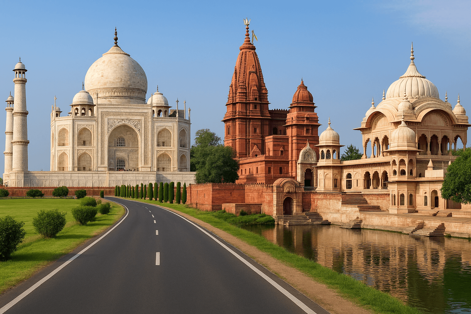 Tourist cab at Banke Bihari Temple during Agra to Mathura Vrindavan day tour