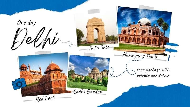 One Day Delhi sightseeing tour package by car covering top attractions with private AC cab