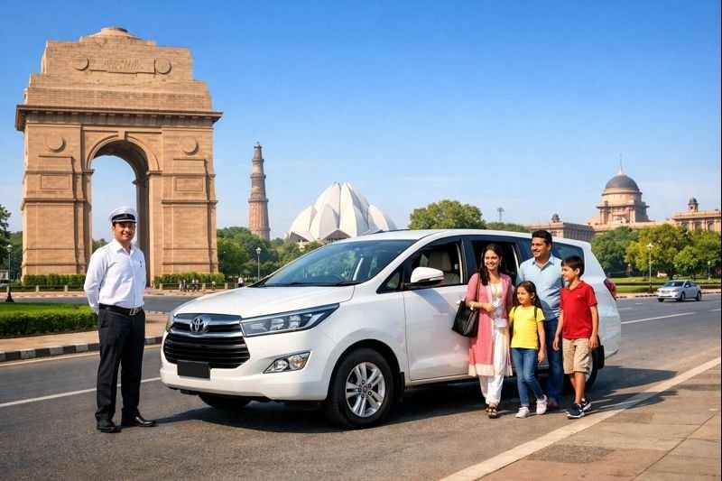 Delhi half-day city tour by car covering India Gate, Qutub Minar and Lotus Temple with private cab