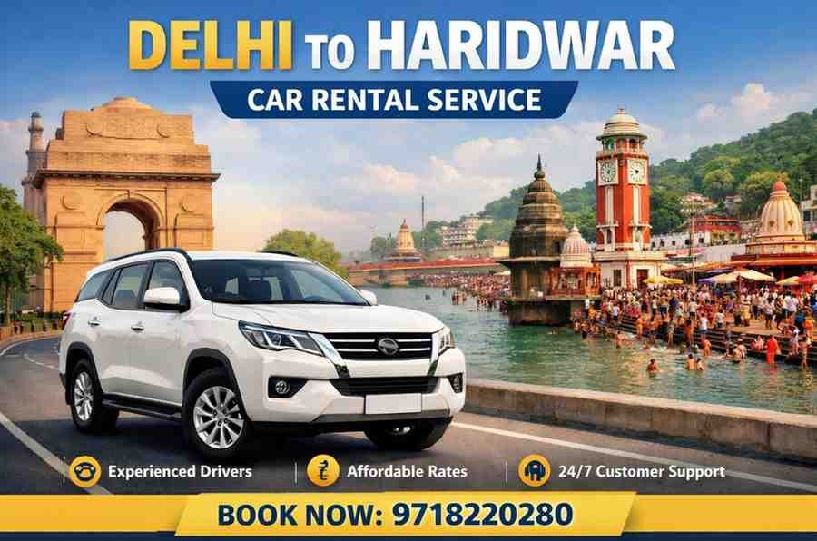 Delhi to Haridwar car rental service with comfortable taxi and professional driver by VS Taxi Service