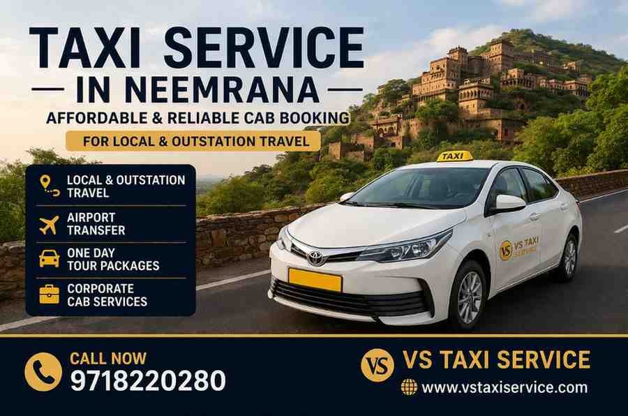 Taxi Service in Neemrana with Innova Crysta, Dzire and Tempo Traveller for local, airport and outstation travel.