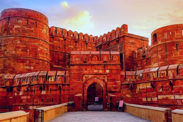Agra Fort in Agra, UNESCO World Heritage red sandstone fort near Taj Mahal