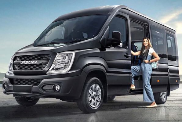 12 seater Force Urbania traveller on rent in Delhi with luxury seating and spacious interior